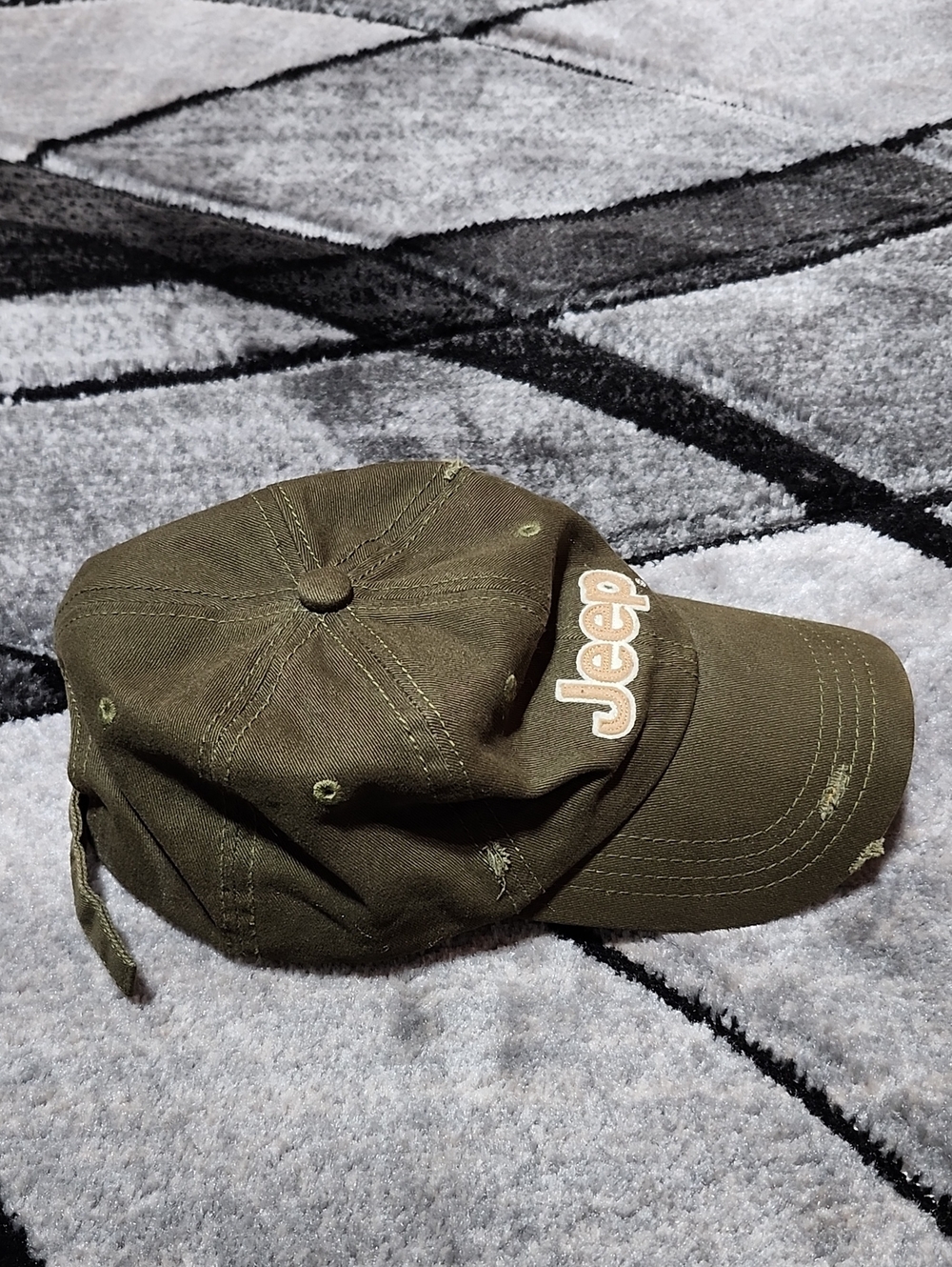 JEEP EMBROIDERED 3-D LOGO ARMY GREEN DISTRESSED BASEBALL CAP HAT - Picture 7 of 12